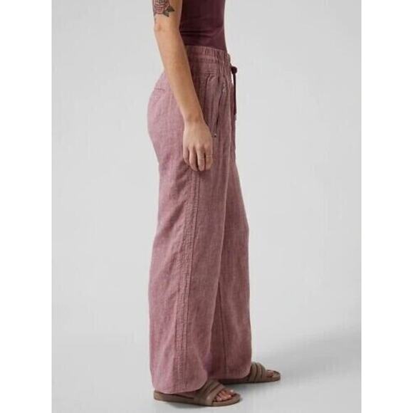 Athleta Tawny Rose Cabo Linen High Waist Wide Leg Beach Pull-On Casual Pants - Picture 5 of 11